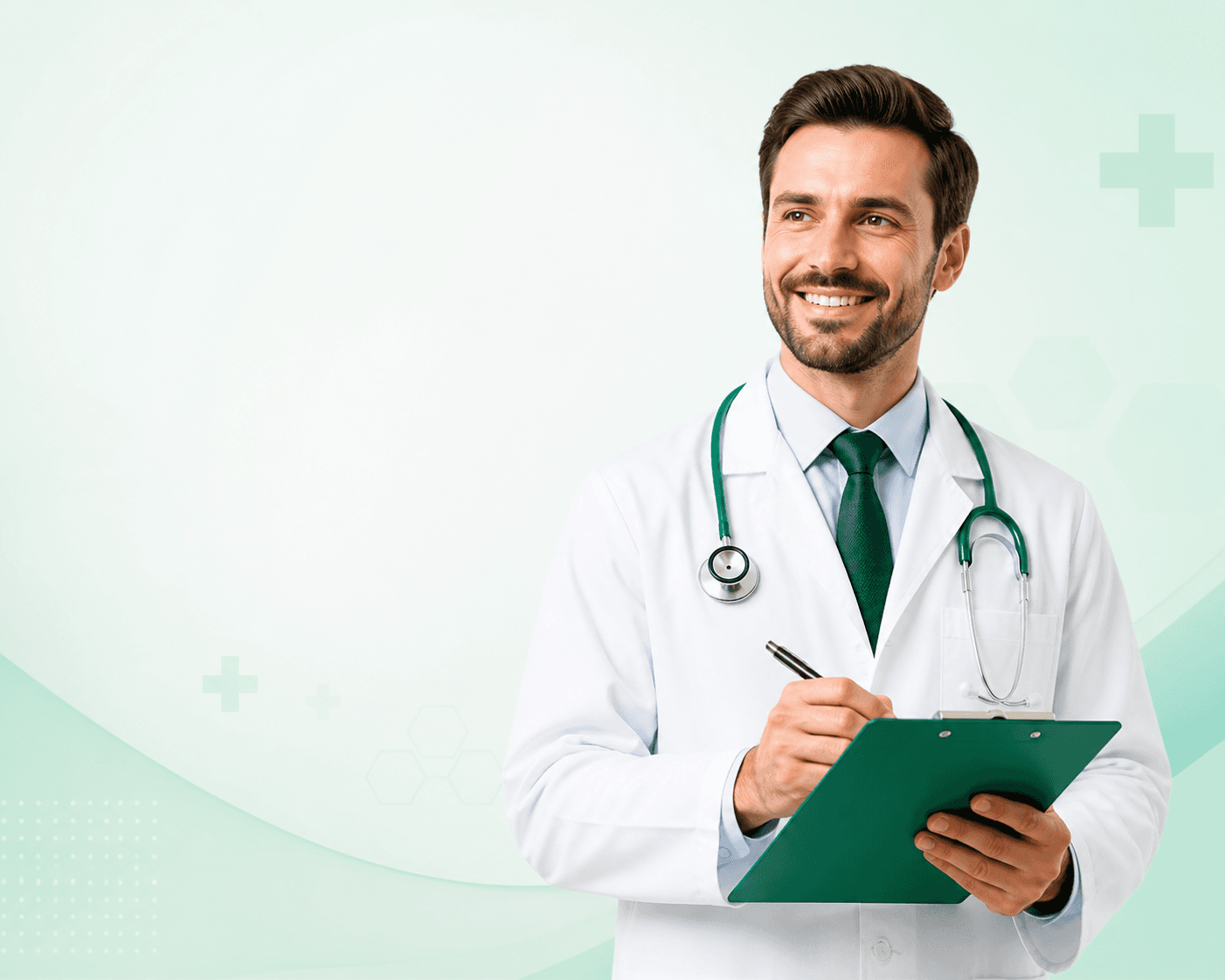 Professional medical doctor holding a clipboard